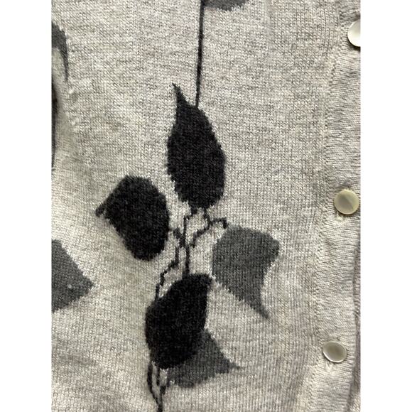 J Jill Cardigan Womens Small Lambs Wool Angora Cashmere Blend Floral cropped Tan - Picture 7 of 7